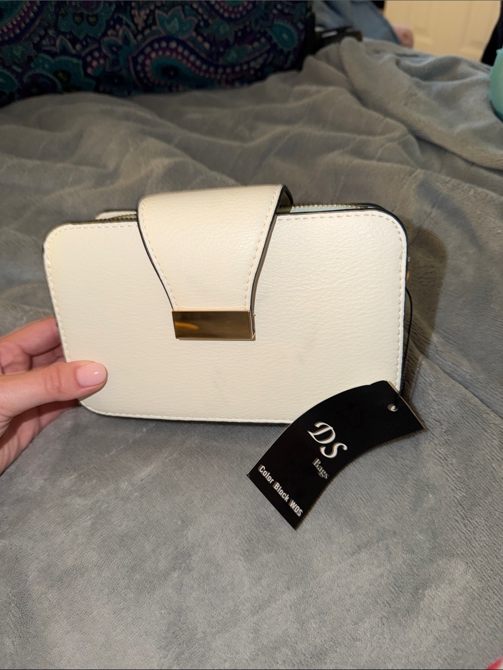 White Leather Crossbody Clutch